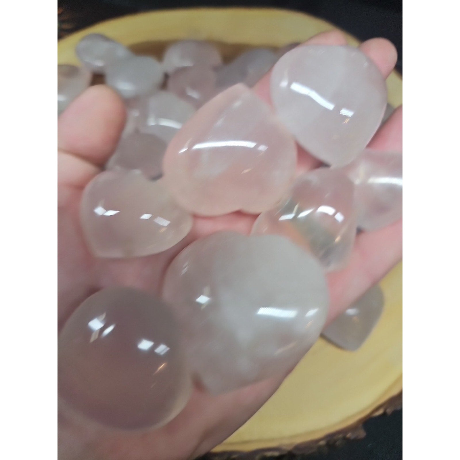 5Pcs Natural Pink Rose Quartz Crystal Heart Carved Palm Stone | Palm Stones & Tumbled Crystals | Wiccan Center