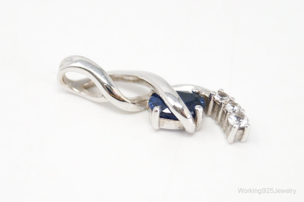 Blue Sapphire Cubic Zirconia Sterling Silver Necklace Pendant | Jewelry > Necklaces > Pendants | Wiccan Center