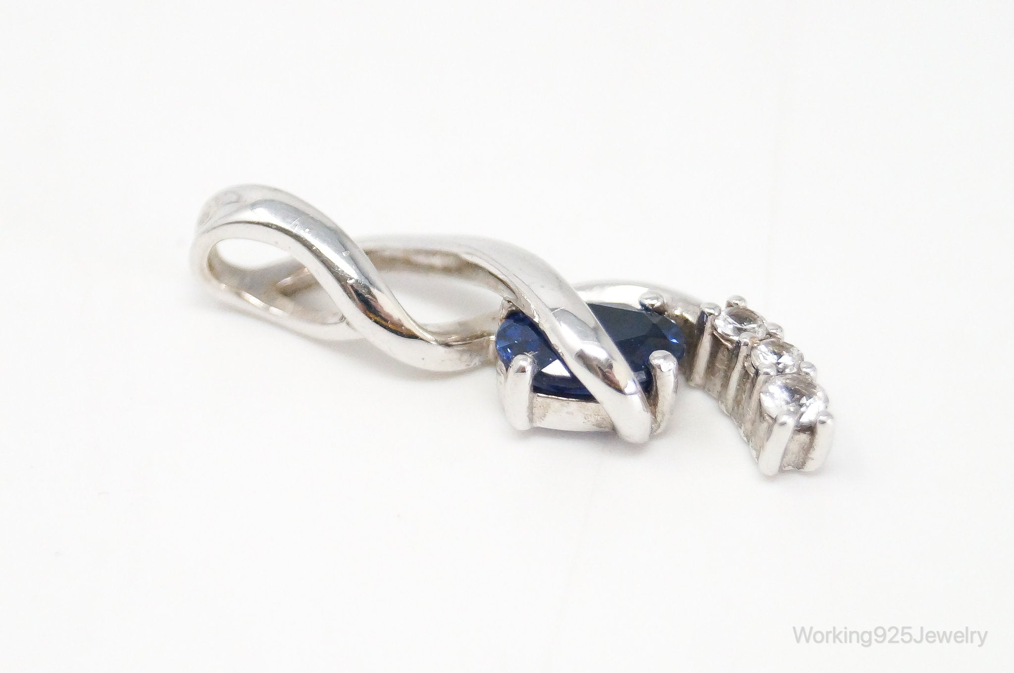 Blue Sapphire Cubic Zirconia Sterling Silver Necklace Pendant | Jewelry > Necklaces > Pendants | Wiccan Center
