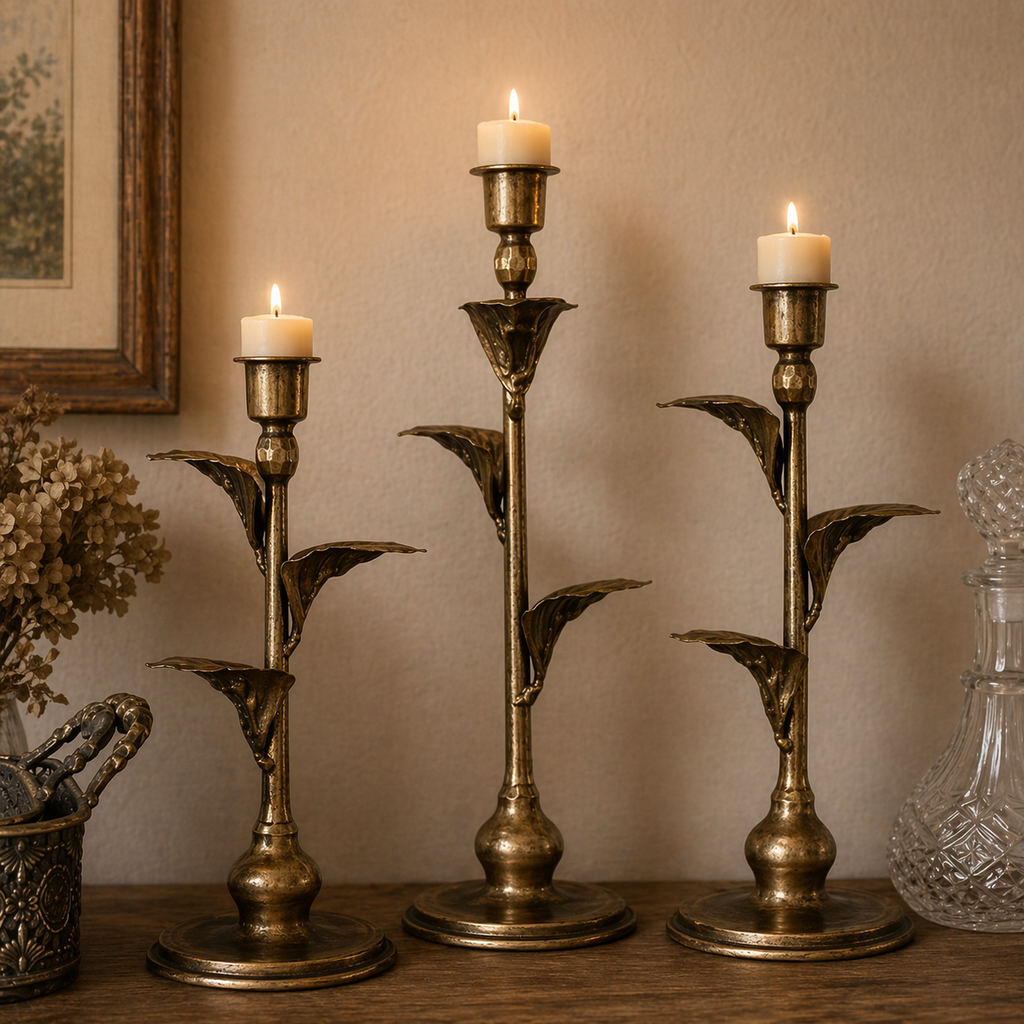 Metal Leaf Candle Holders – Set of 3 | | Wiccan Center
