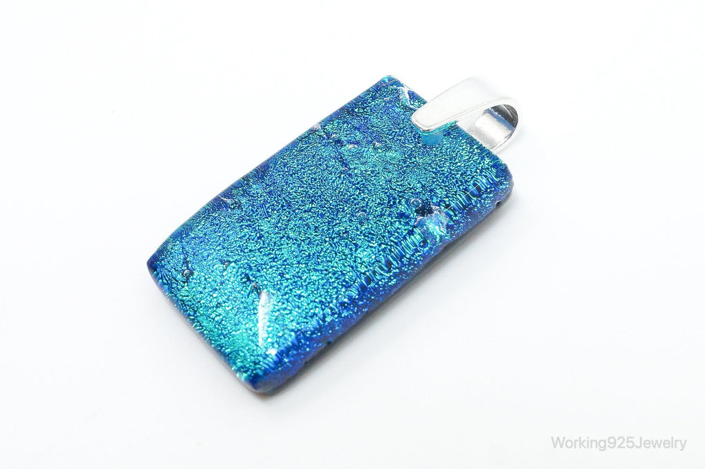 Large Vintage Dichroic Glass Sterling Silver Necklace Pendant | Jewelry > Necklaces > Pendants | Wiccan Center