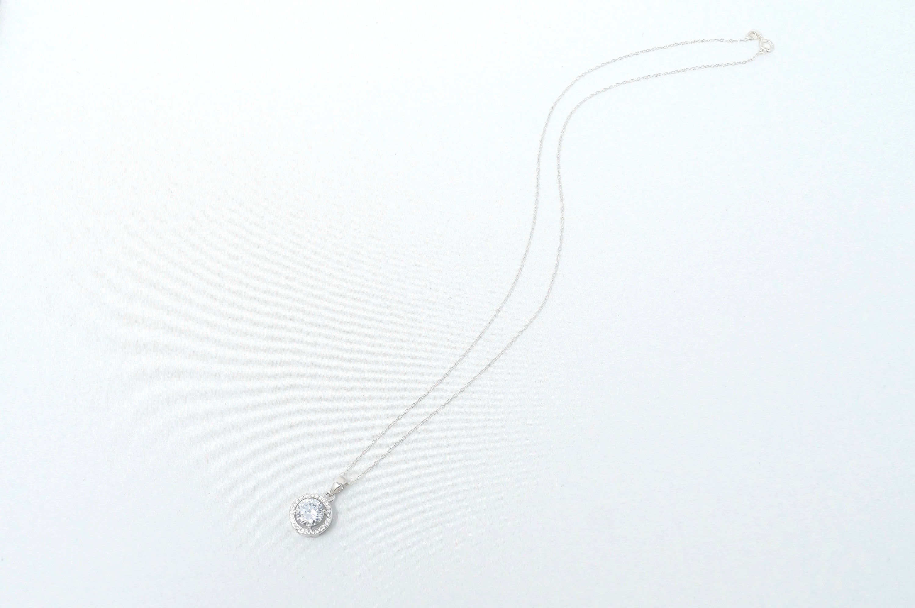 Vintage Art Deco Style Large Simulated Diamond Sterling Silver Necklace 18" | Jewelry > Necklaces > Pendants | Wiccan Center