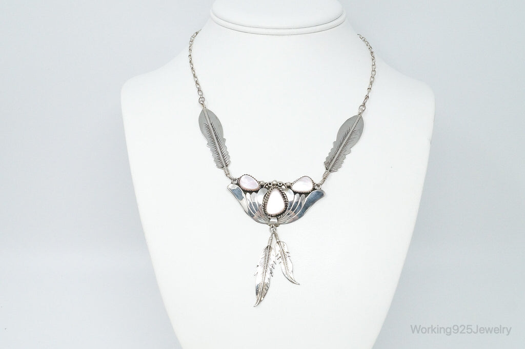 Vintage Native America Pink Mother Of Pearl Sterling Silver Necklace | Jewelry > Necklaces > Pendants | Wiccan Center