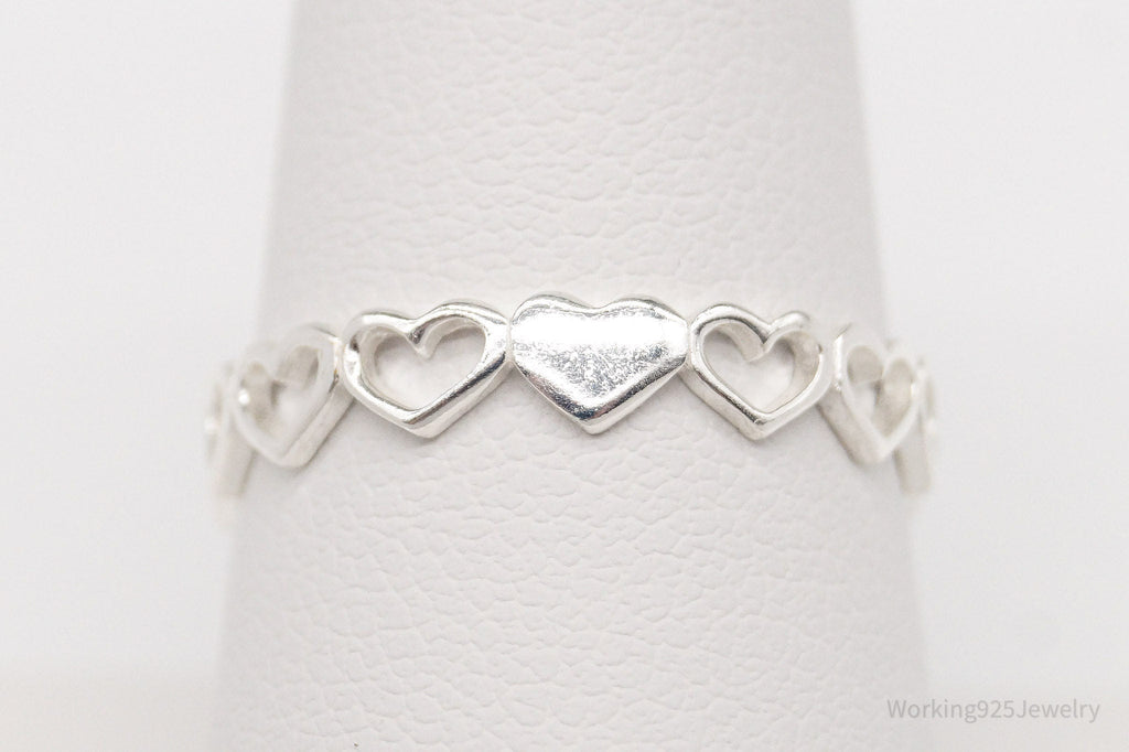 Vintage STE BEE Open Hearts Pattern Sterling Silver Band Ring - Size 8.75 | Jewelry > Rings | Wiccan Center