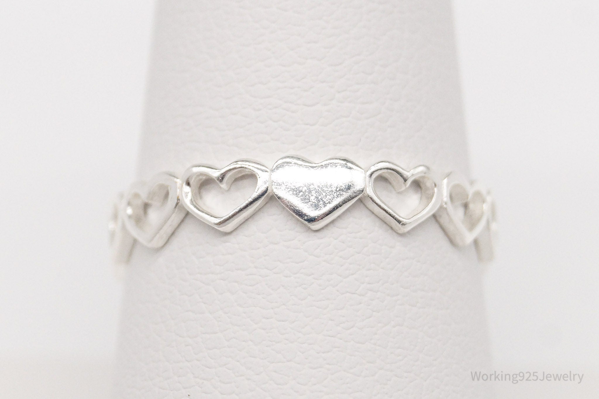 Vintage STE BEE Open Hearts Pattern Sterling Silver Band Ring - Size 8.75 | Jewelry > Rings | Wiccan Center