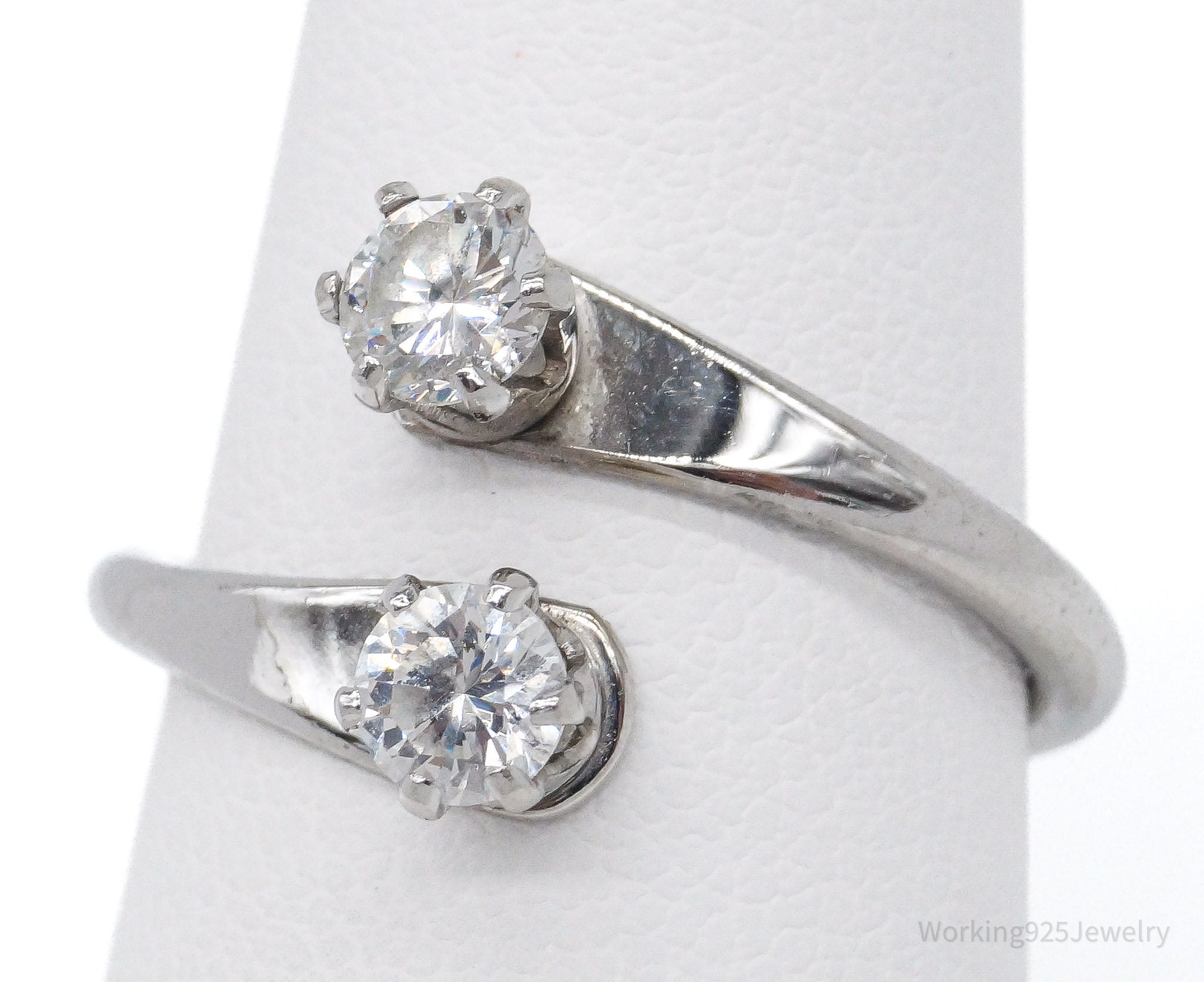 Vintage Mid Century Cubic Zirconia Sterling Silver Wrap Ring - Size 7.25 | Jewelry > Rings | Wiccan Center