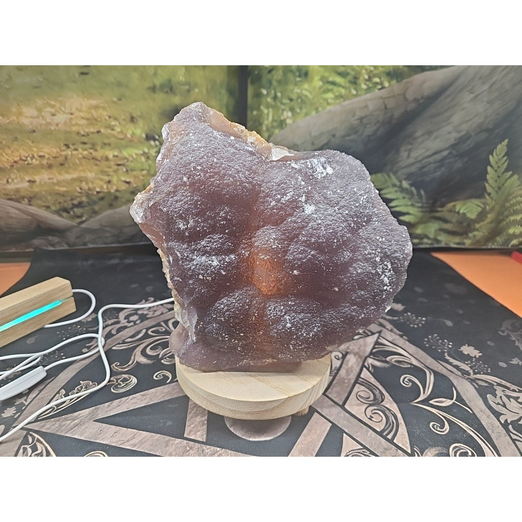 11.9LB Natural fluorite quartz crystal Cluster specimen W/led Back Light Stand