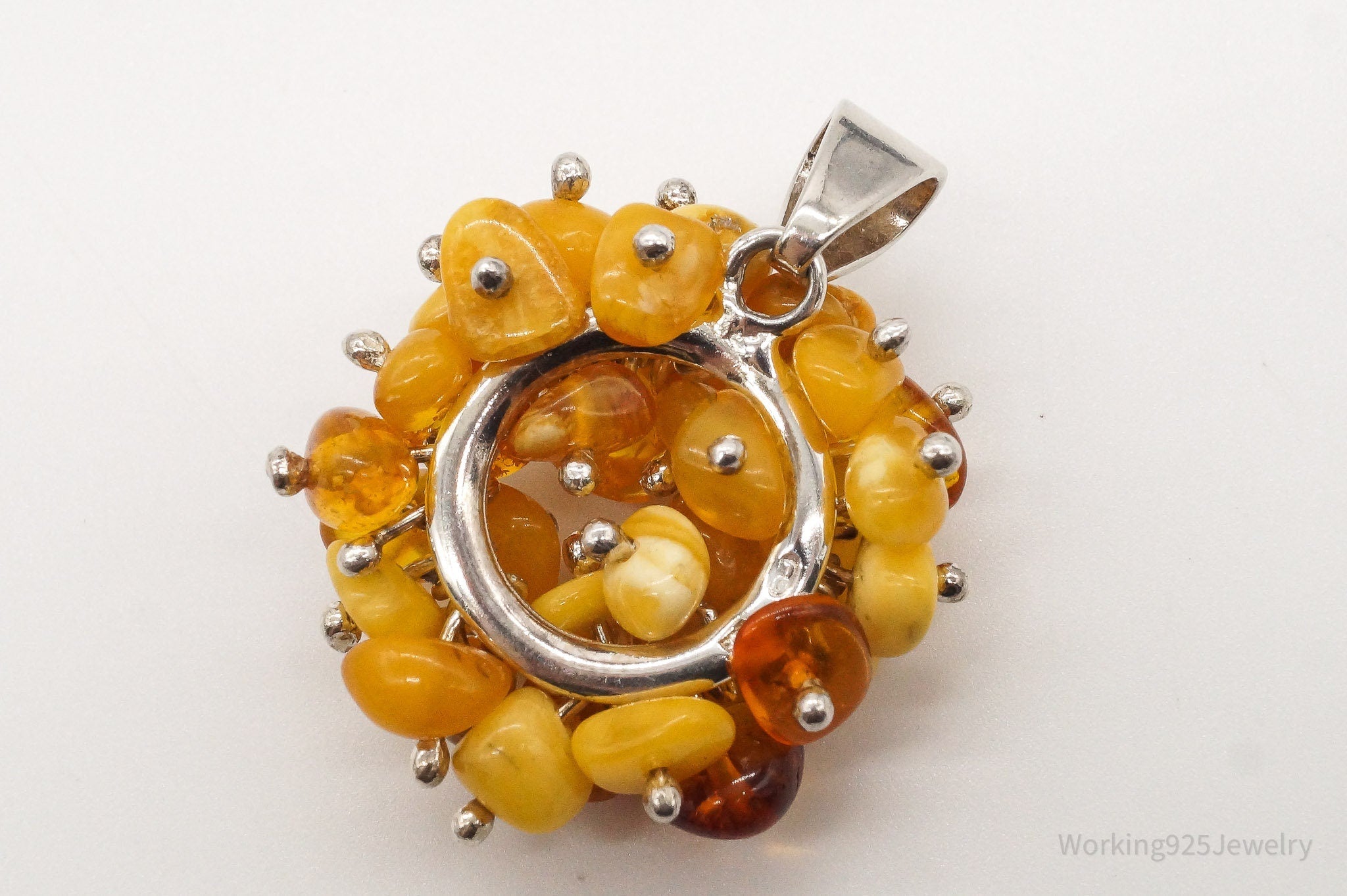 Vintage Amber Modernist Sterling Silver Pendant | Jewelry > Necklaces > Pendants | Wiccan Center