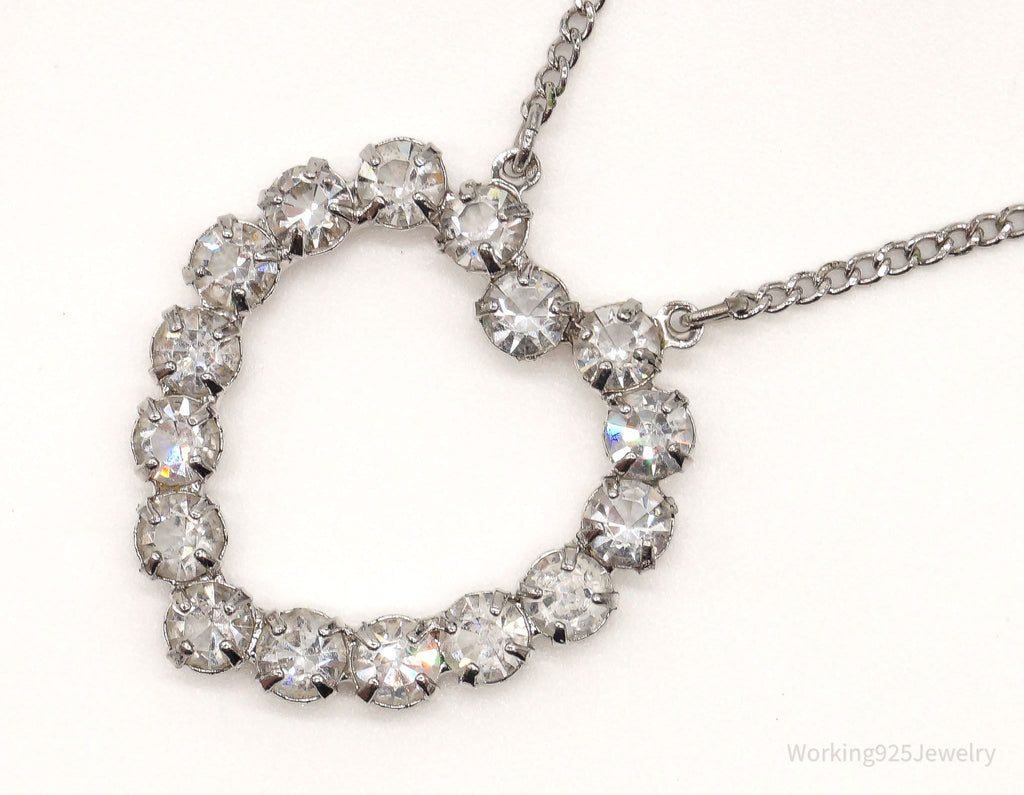 Antique Crystal Heart Sterling Silver Necklace 16" | Jewelry > Necklaces > Pendants | Wiccan Center