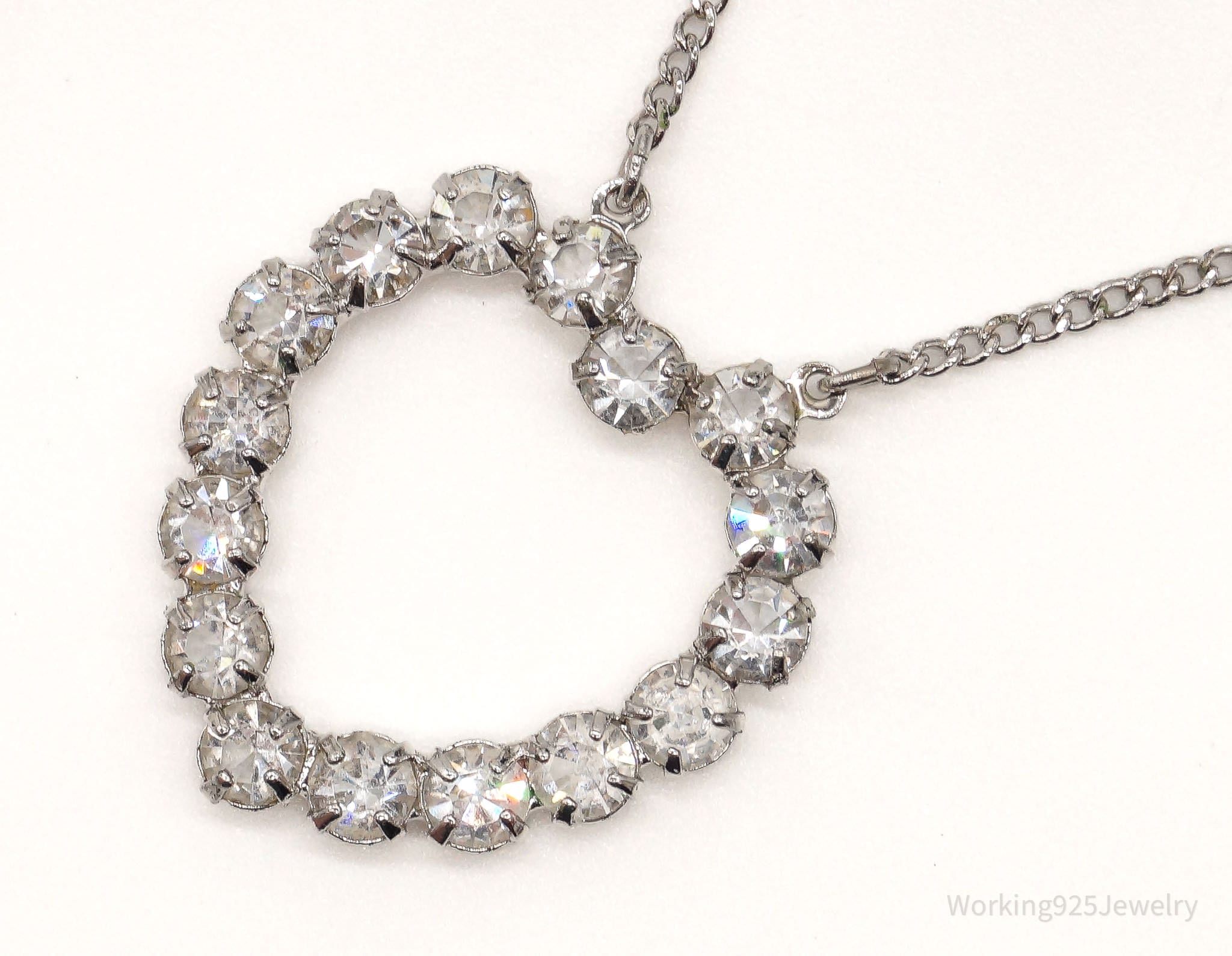Antique Crystal Heart Sterling Silver Necklace 16" | Jewelry > Necklaces > Pendants | Wiccan Center