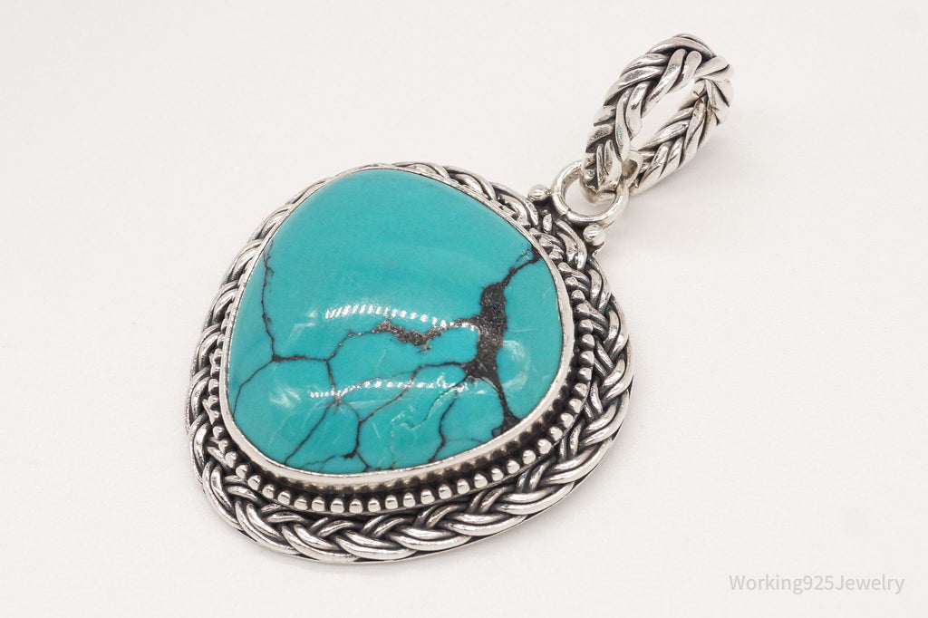 Large Vintage Designer Barse Turquoise Western Sterling Silver Pendant | Jewelry > Necklaces > Pendants | Wiccan Center
