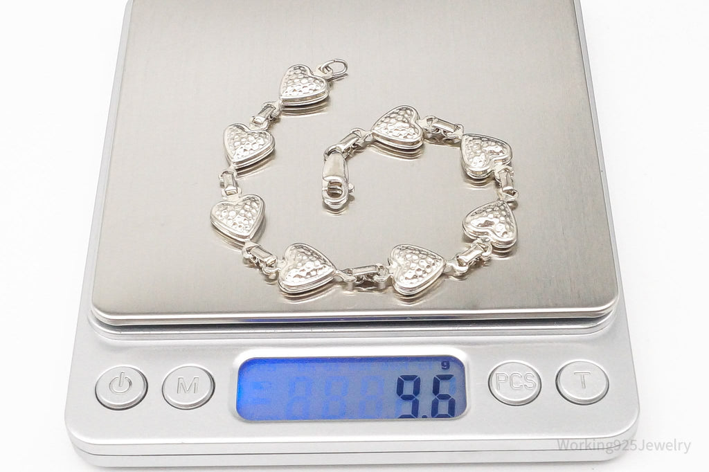 Vintage Italian Puffy Hearts Sterling Silver Link Bracelet | Jewelry > Bracelets | Wiccan Center