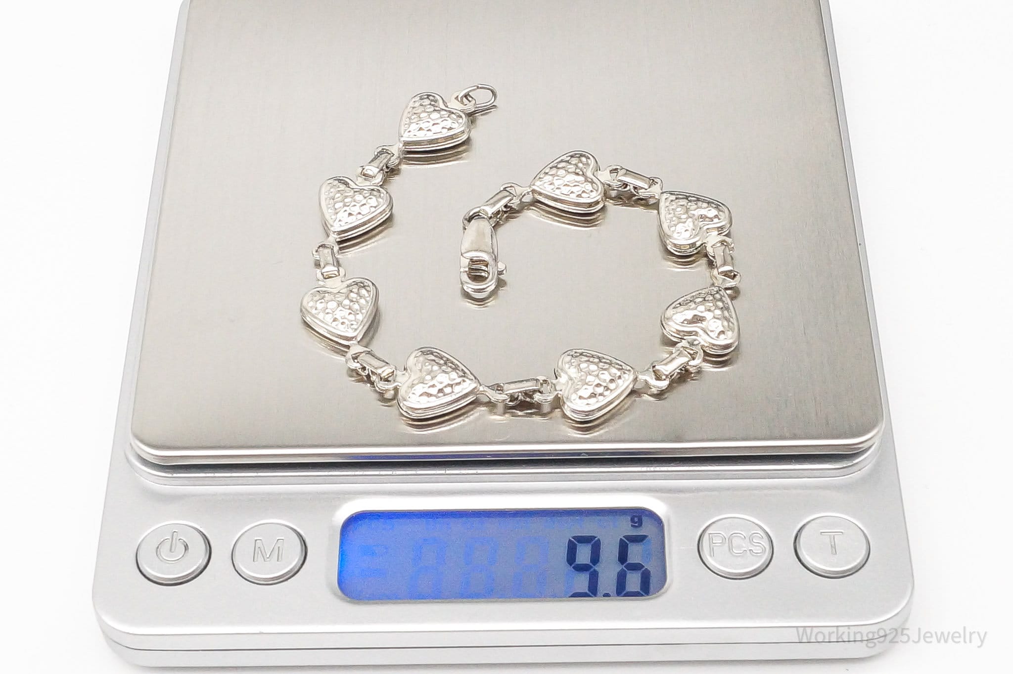 Vintage Italian Puffy Hearts Sterling Silver Link Bracelet | Jewelry > Bracelets | Wiccan Center