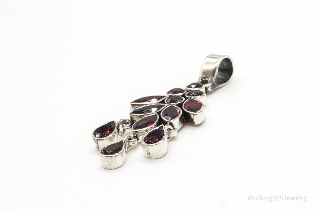 Vintage Garnet Bali Style Sterling Silver Dangle Pendant | Jewelry > Necklaces > Pendants | Wiccan Center