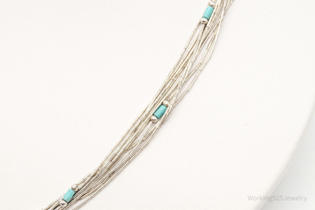 Vintage Native American Blue Turquoise Sterling Silver Bead Necklace 22" | Jewelry > Necklaces | Wiccan Center