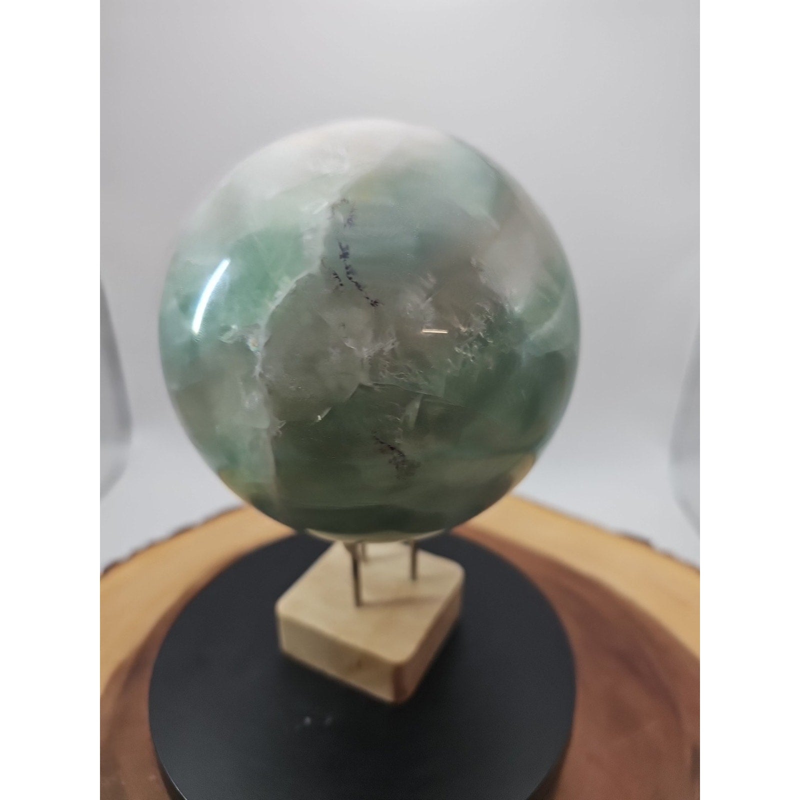 Large Natural Green Fluorite Quartz Crystal Sphere — 5.43 lbs, Madagascar | CrystalCloud Company | Crystal Spheres & Eggs | Wiccan Center