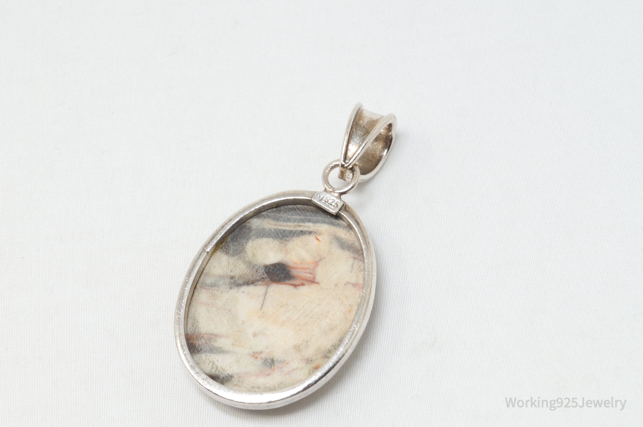 Vintage Designer SAJEN Large Jasper Sterling Silver Necklace Pendant | Jewelry > Necklaces > Pendants | Wiccan Center
