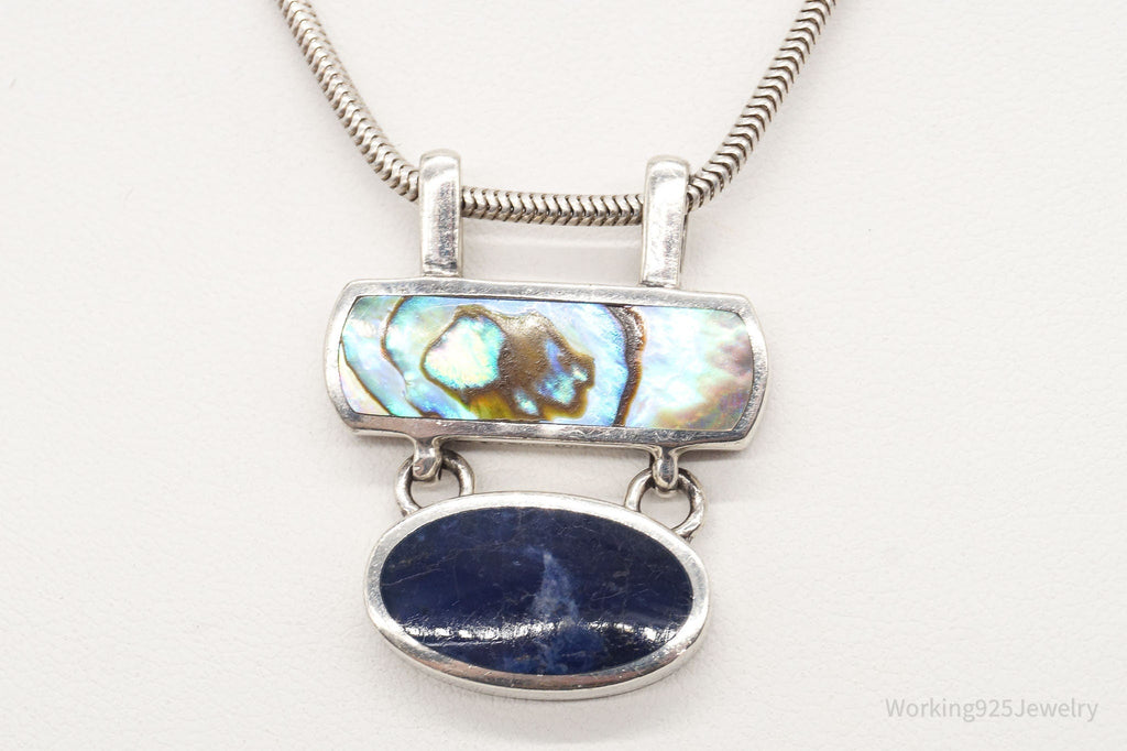 Vintage Paua Abalone Shell Sodalite Sterling Silver Necklace | Jewelry > Necklaces > Pendants | Wiccan Center