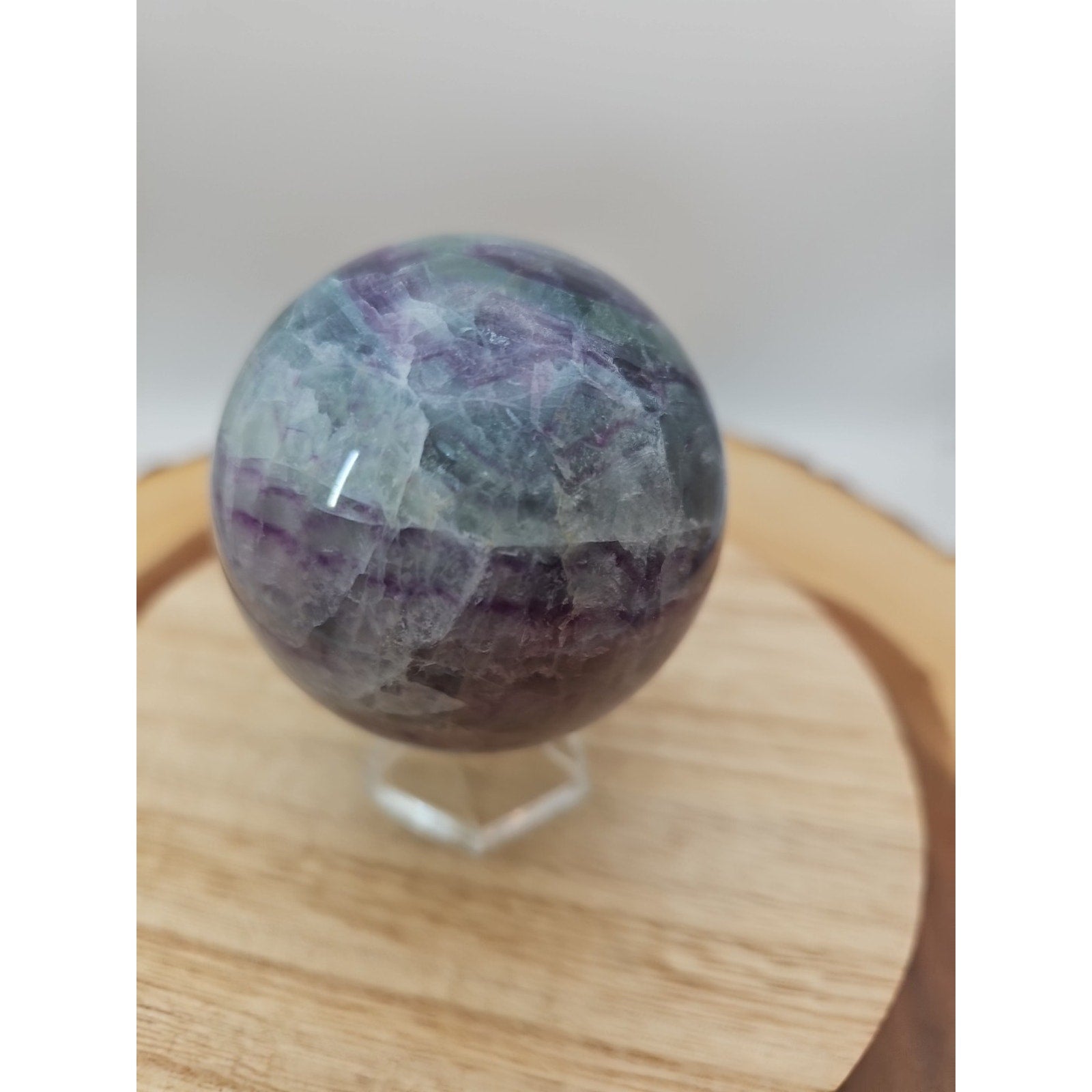 1.09lb Natural Rainbow Fluorite Quartz Crystal Sphere Ball Polished | Crystal Spheres & Eggs | Wiccan Center