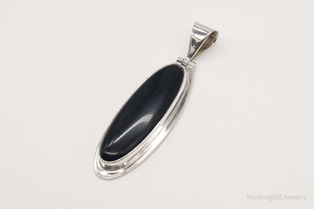 Large Vintage Mexico CII Black Onyx Sterling Silver Pendant | Jewelry > Necklaces > Pendants | Wiccan Center