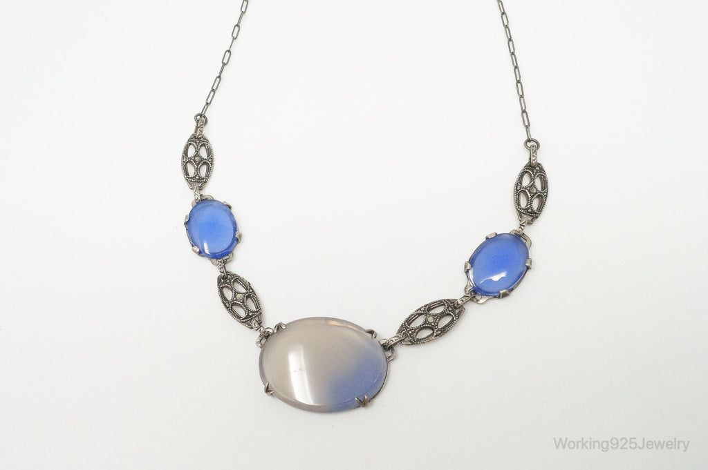 Antique Glass Sterling Silver Filigree Necklace | Jewelry > Necklaces > Pendants | Wiccan Center