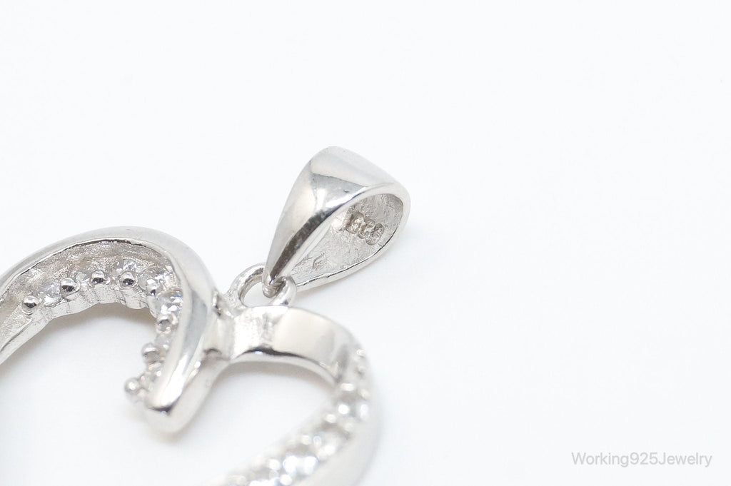 Vintage Open Heart Cubic Zirconia Accented Sterling Silver Pendant | Jewelry > Necklaces > Pendants | Wiccan Center