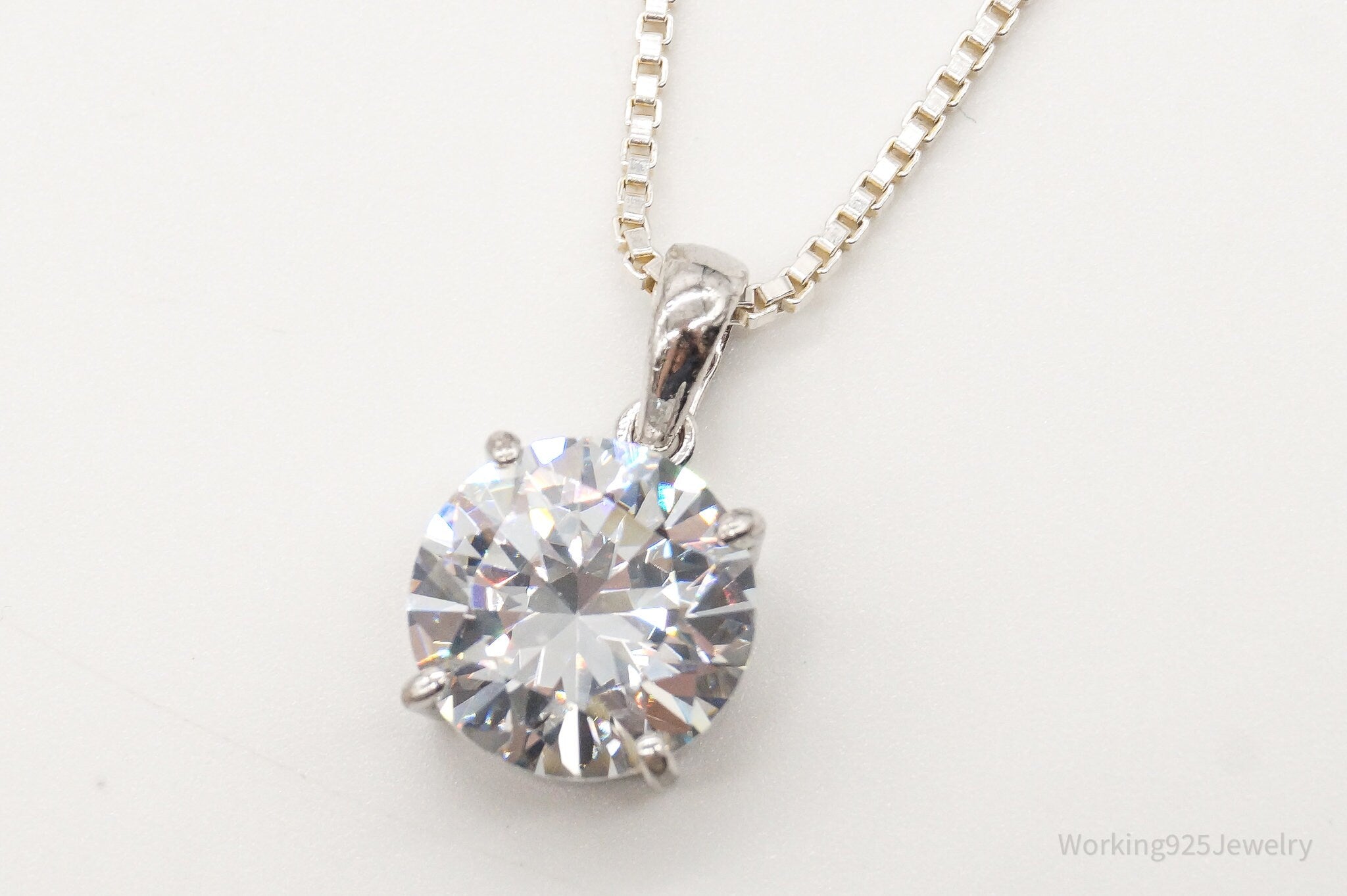 Vintage Large Cubic Zirconia Sterling Silver Necklace | Jewelry > Necklaces > Pendants | Wiccan Center