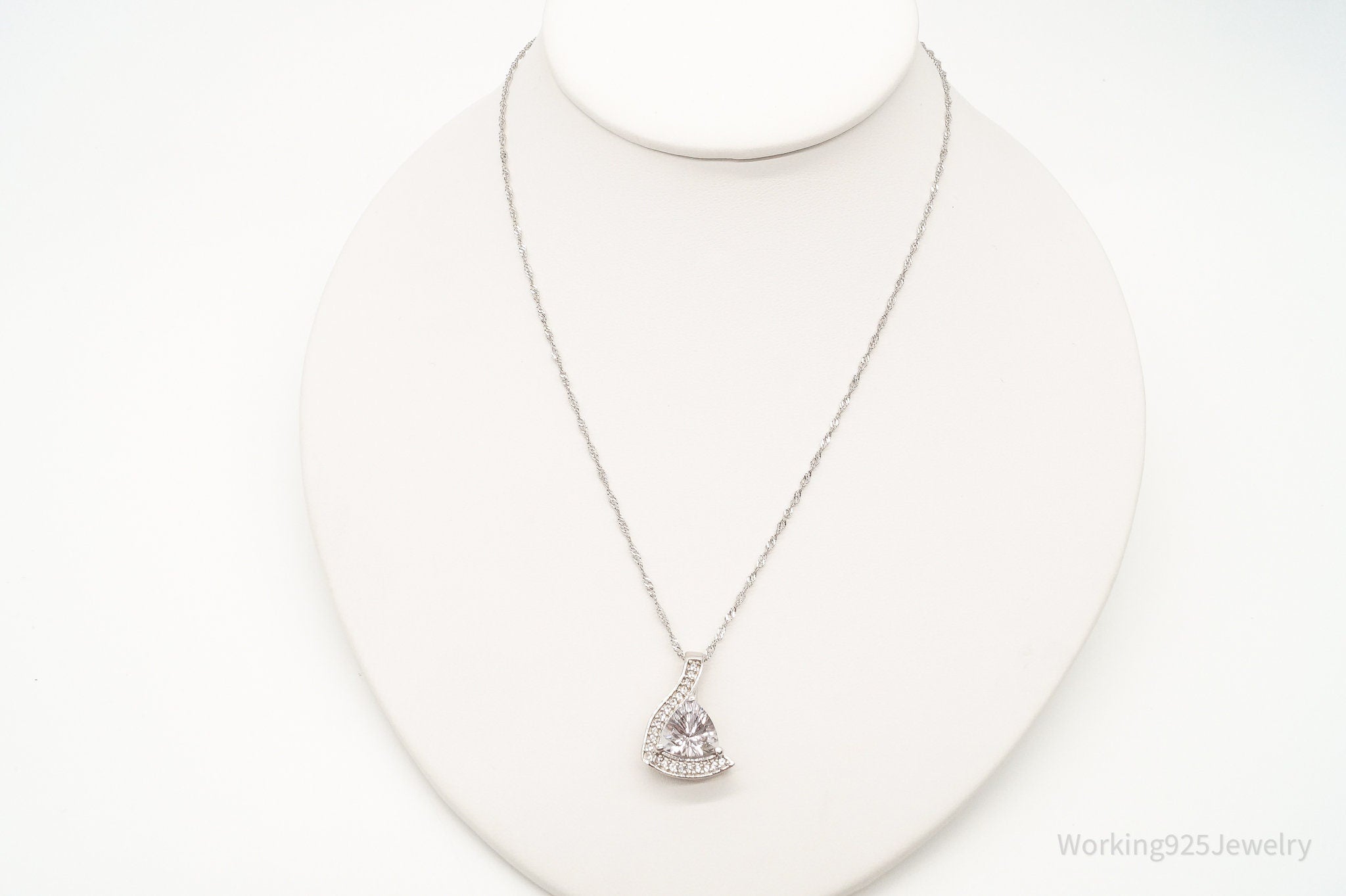 Vintage Designer TGGC Art Deco Cubic Zirconia Sterling Silver Necklace | Jewelry > Necklaces > Pendants | Wiccan Center