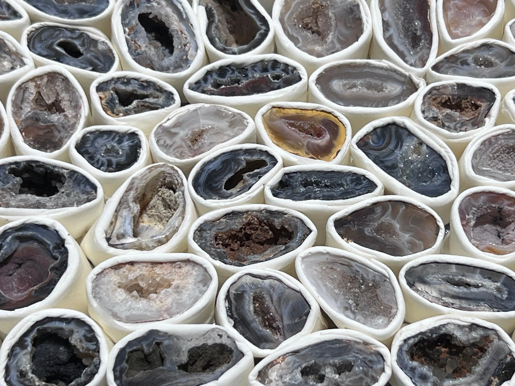 Oco Geode Cut Crystals (Avg 3.5 LBs) Box Flat Bulk Wholesale Lot Rough Raw Stones Natural Gemstones | Home & Living > Home Decor > Home Accents > Rocks & Geodes | Wiccan Center
