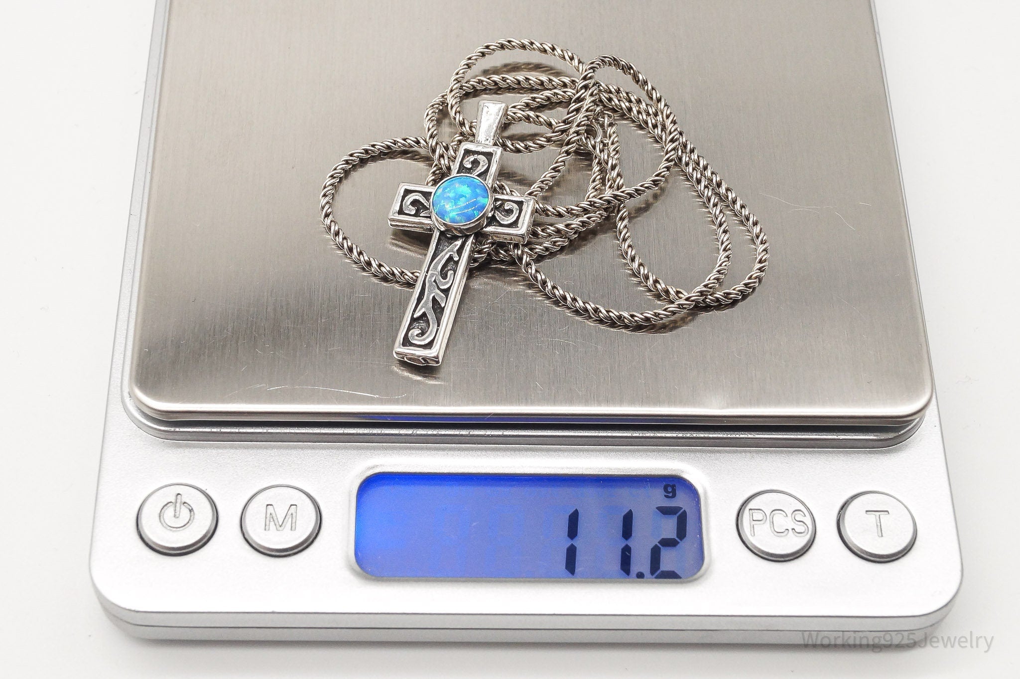 Vintage Blue Opal Sterling Silver Cross Necklace | Jewelry > Necklaces > Pendants | Wiccan Center