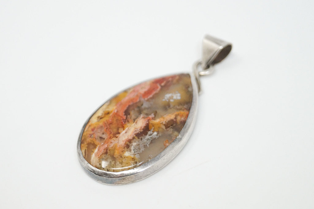 Vintage Plume Agate Sterling Silver Necklace Pendant | Jewelry > Necklaces > Pendants | Wiccan Center