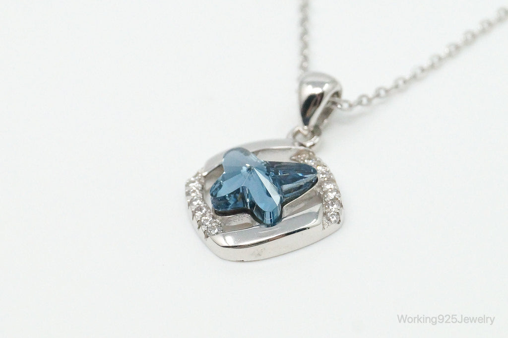 Blue Crystal Cubic Zirconia Butterfly Sterling Silver Necklace | Jewelry > Necklaces > Pendants | Wiccan Center