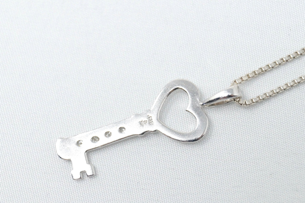Vintage Diamond Heart Key "Key To My Heart" Sterling Silver Necklace 20" | Jewelry > Necklaces > Pendants | Wiccan Center