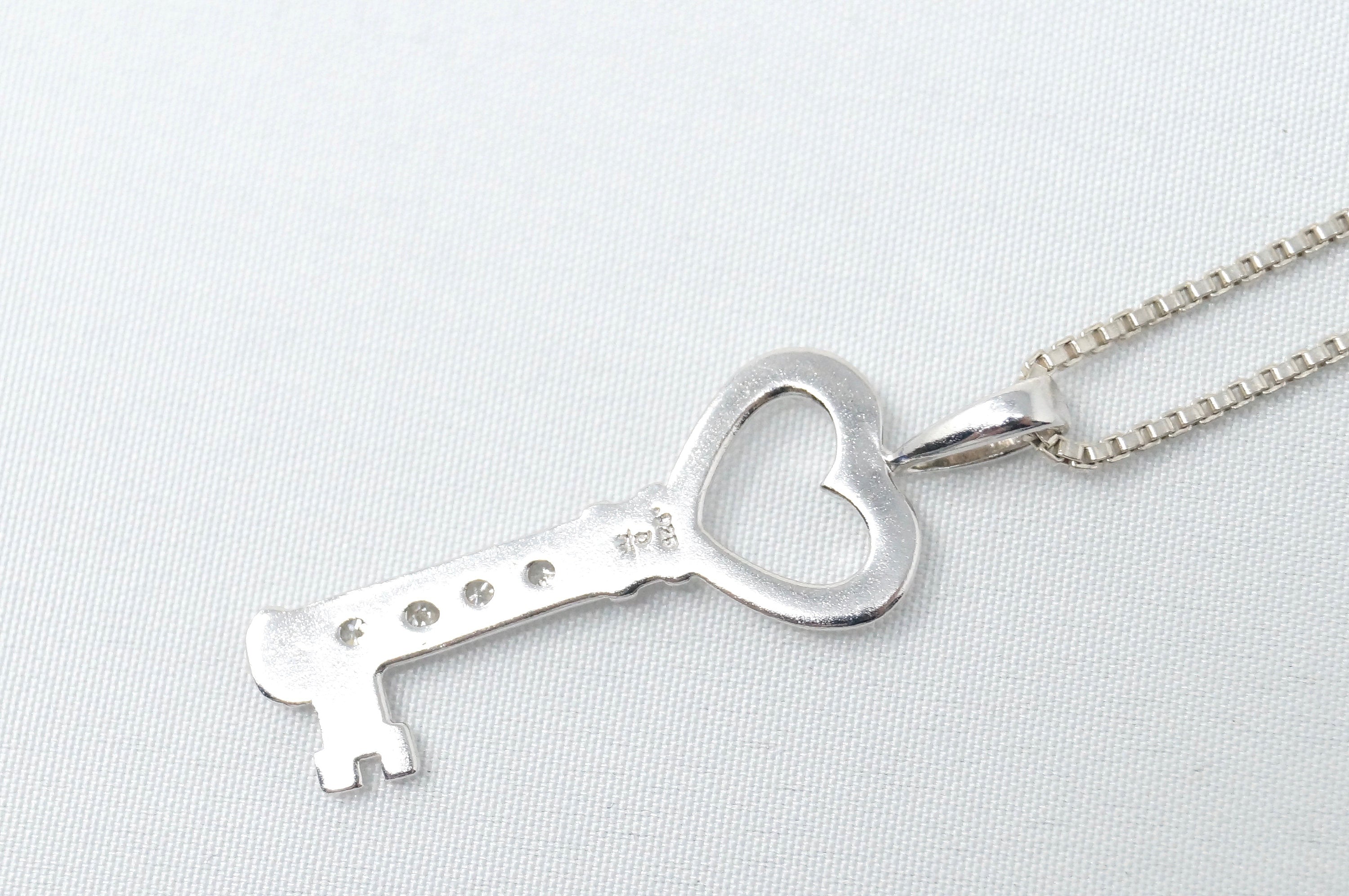 Vintage Diamond Heart Key "Key To My Heart" Sterling Silver Necklace 20" | Jewelry > Necklaces > Pendants | Wiccan Center
