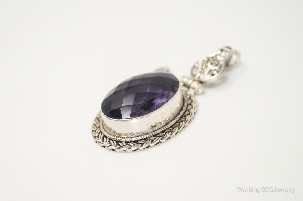 Large Amethyst Butterfly Bali Sterling Silver Necklace Pendant | Jewelry > Necklaces > Pendants | Wiccan Center
