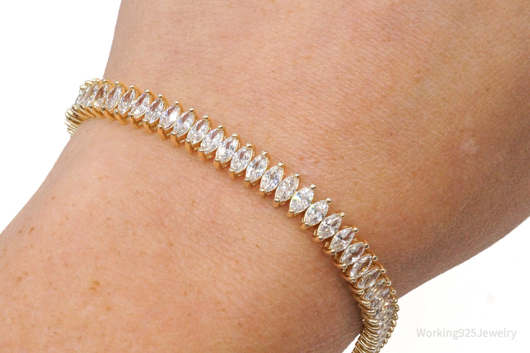 Vintage FAS Cubic Zirconia Gold Over Sterling Silver Bracelet | Jewelry > Bracelets | Wiccan Center
