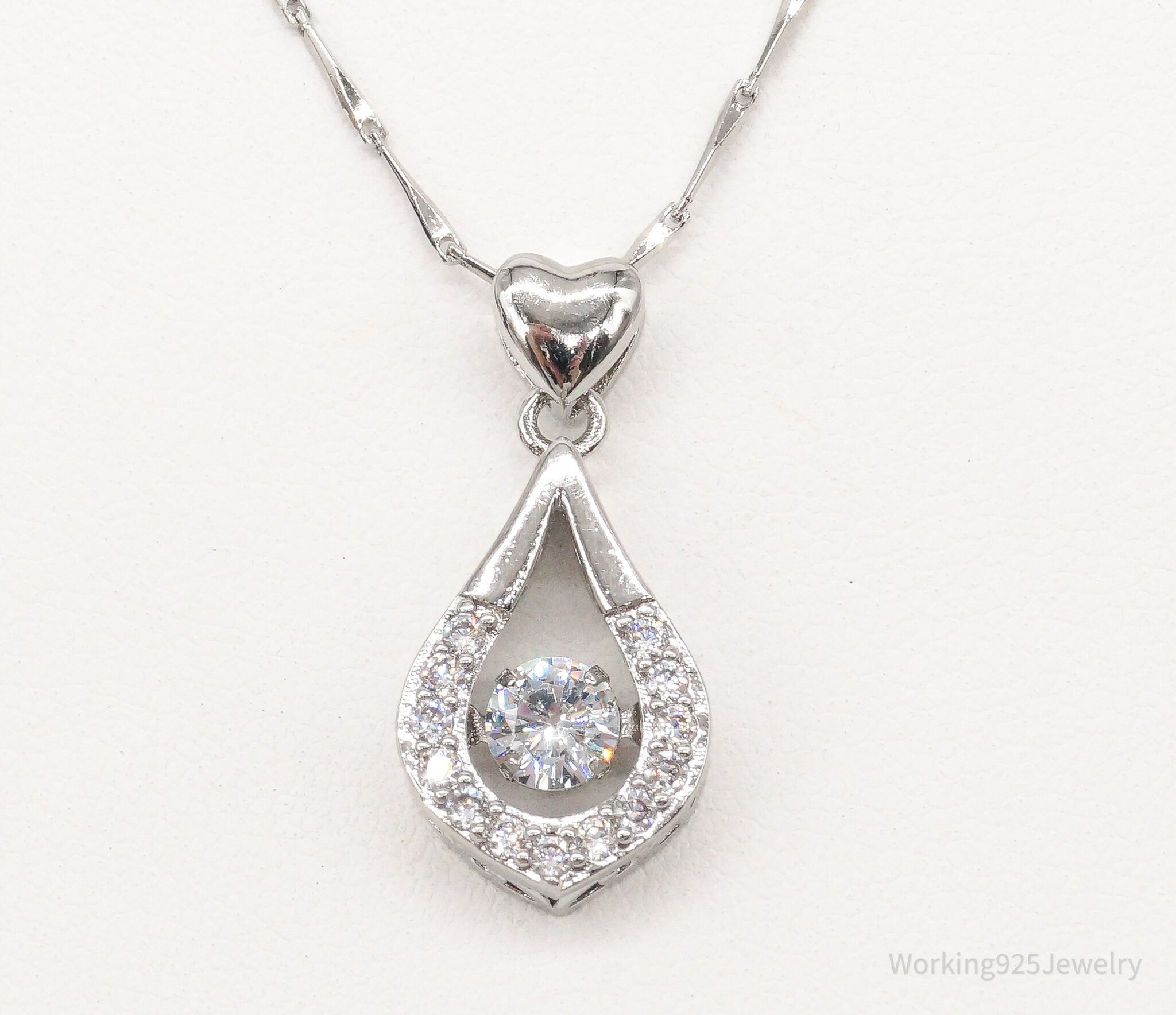 Vintage Cubic Zirconia Art Deco Sterling Silver Necklace | Jewelry > Necklaces > Pendants | Wiccan Center