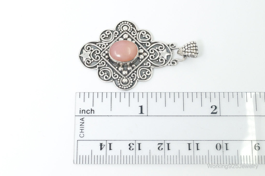 Vintage Pink Gemstone Bali Style Sterling Silver Dangle Pendant | Jewelry > Necklaces > Pendants | Wiccan Center