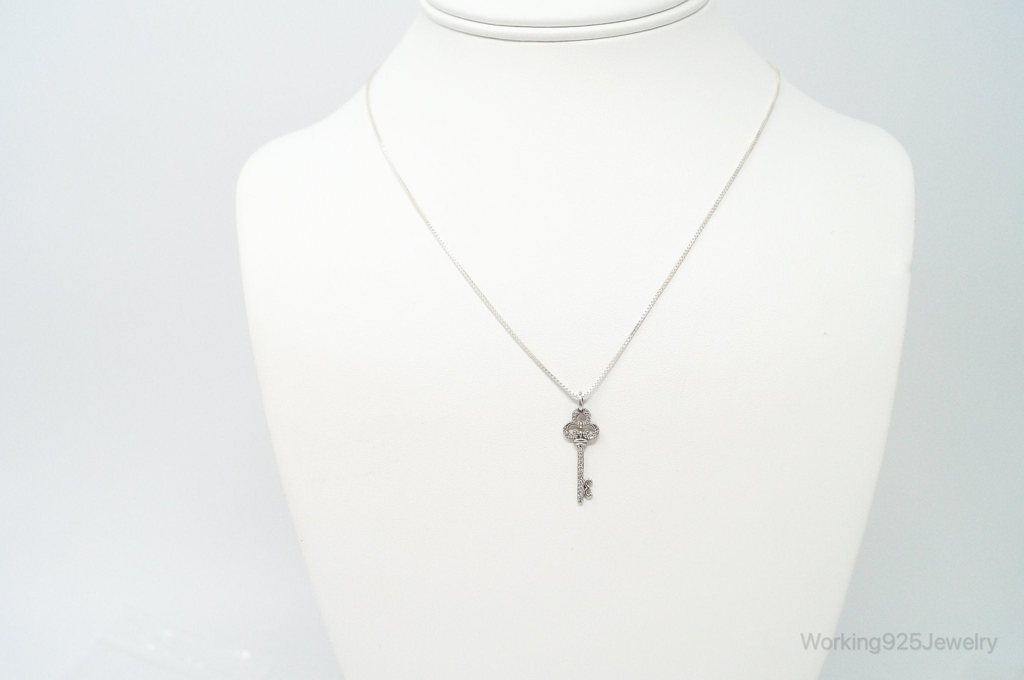Large Designer Cubic Zirconia Key Sterling Silver Necklace | Jewelry > Necklaces > Pendants | Wiccan Center