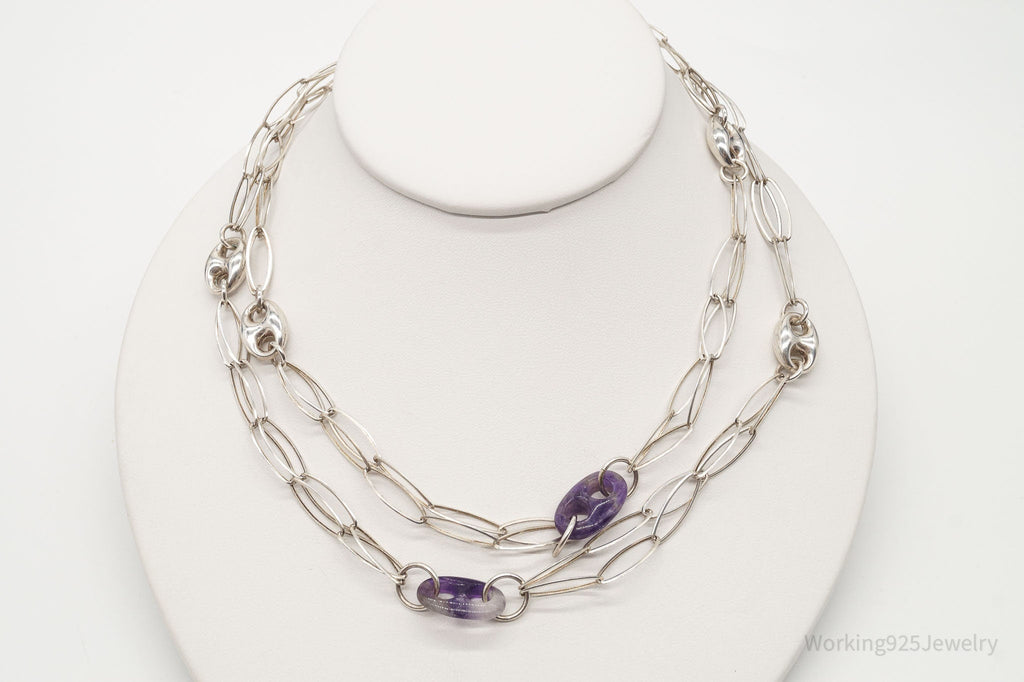 Vintage Amethyst Sterling Silver Chain Necklace 34" | Jewelry > Necklaces > Pendants | Wiccan Center