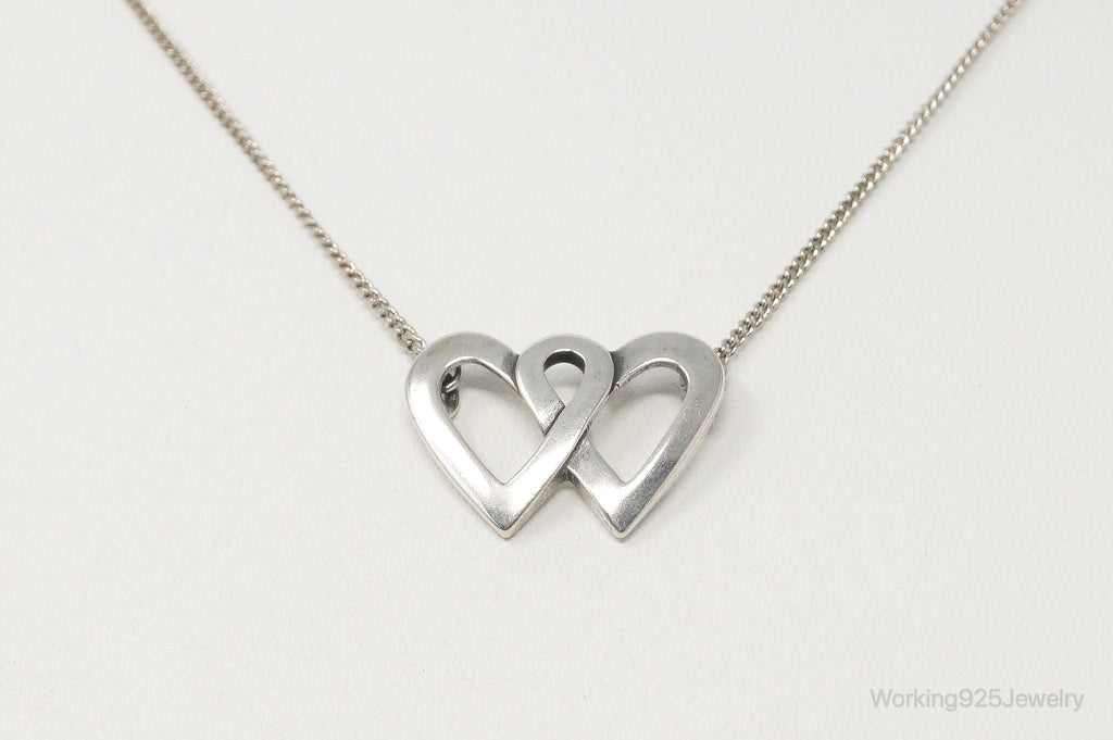 Vintage Linked Open Hearts Sterling Silver Necklace | Jewelry > Necklaces > Pendants | Wiccan Center
