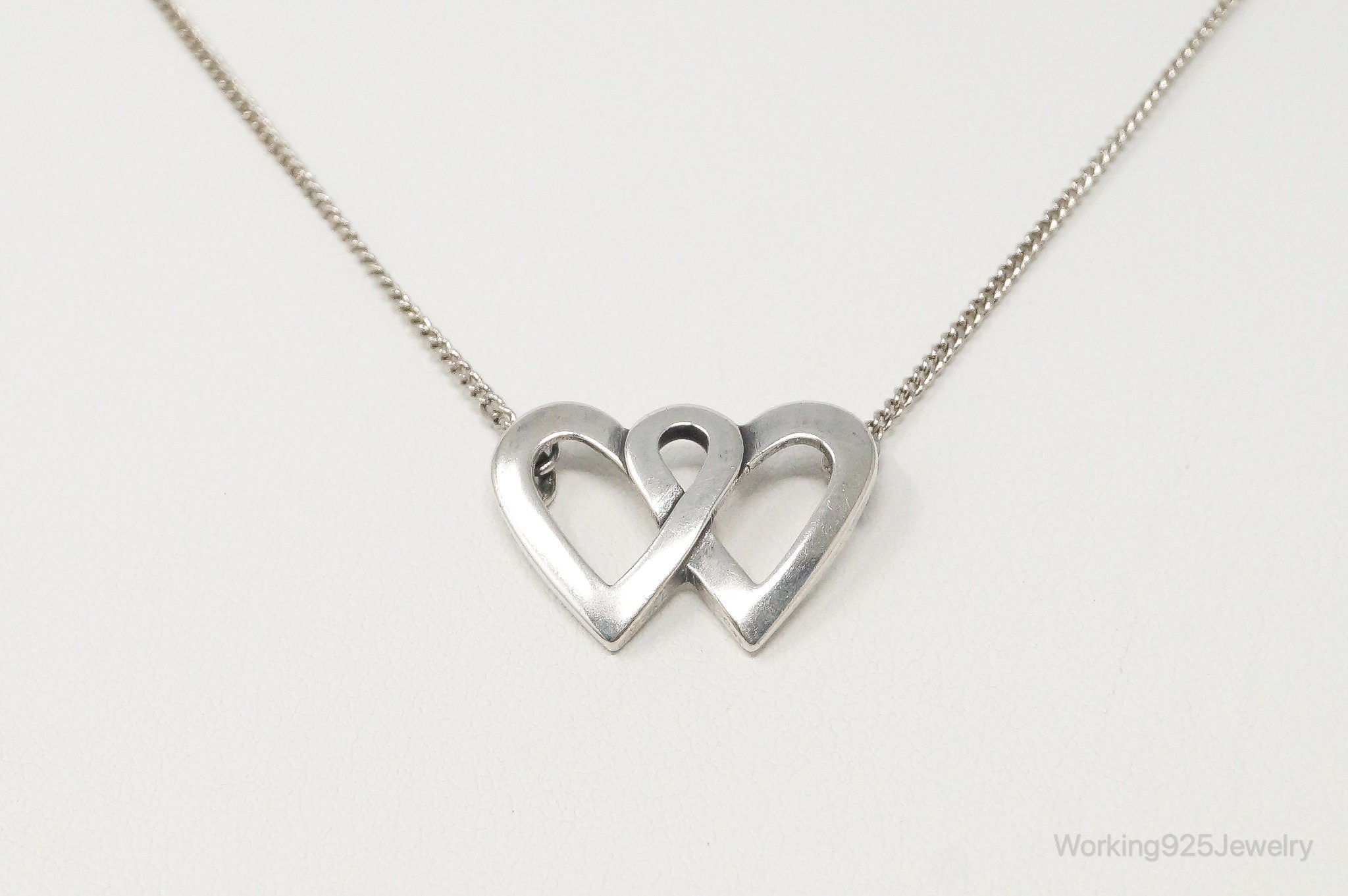 Vintage Linked Open Hearts Sterling Silver Necklace | Jewelry > Necklaces > Pendants | Wiccan Center