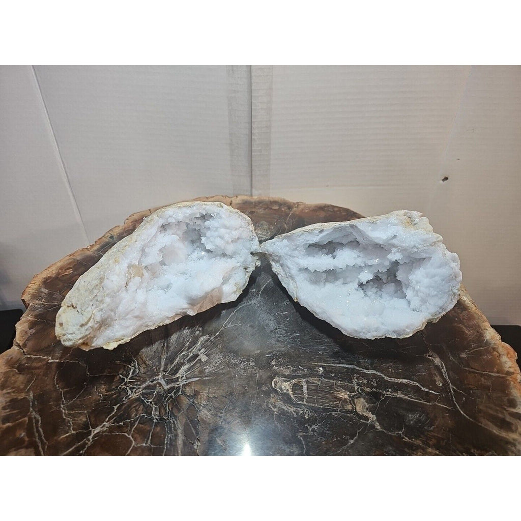 Moroccan Quartz Geode Pair with Display Stands — 3.88 lbs | CrystalCloud Company | Geodes & Clusters | Wiccan Center