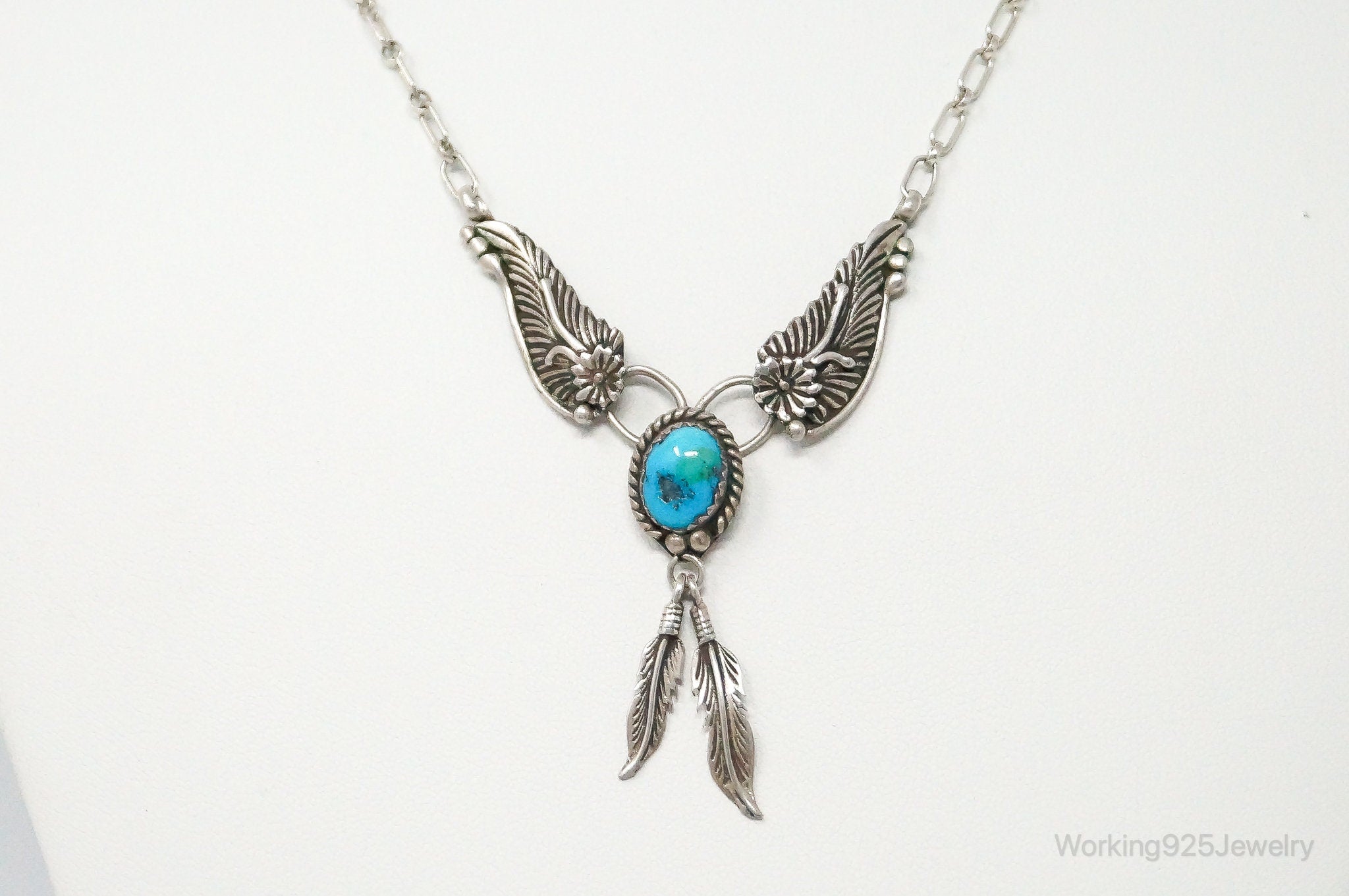 Vintage Native American Unsigned Turquoise Sterling Silver Necklace | Jewelry > Necklaces > Pendants | Wiccan Center