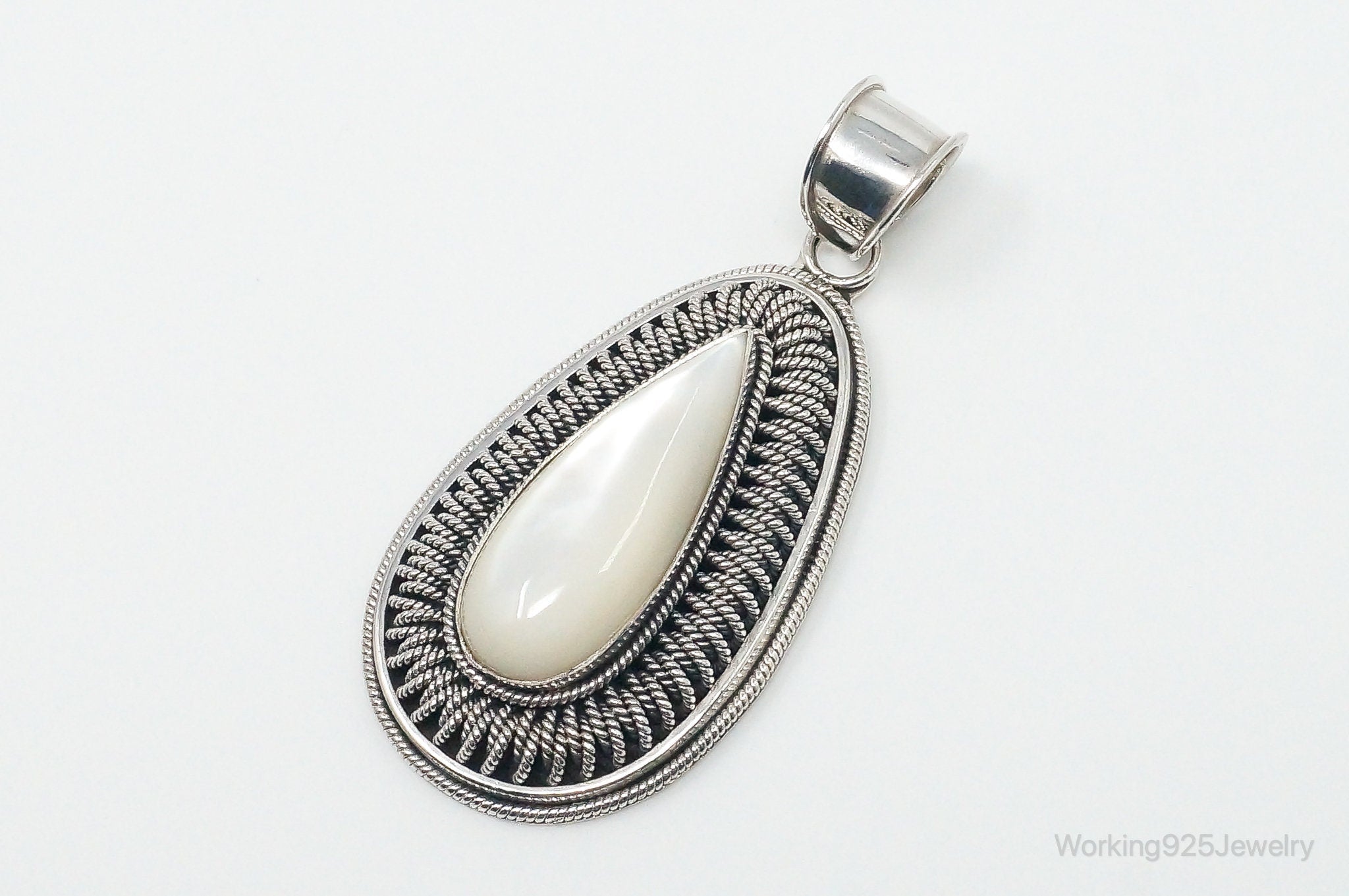 Designer BA Suarti Large Mother Of Pearl Sterling Silver Necklace Pendant | Jewelry > Necklaces > Pendants | Wiccan Center