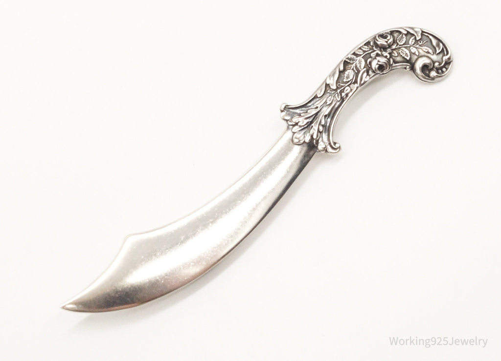 Large 1940s Victorian Revival Scimitar Sword Dagger Sterling Silver Pin Brooch | Jewelry > Brooches, Pins & Clips | Wiccan Center