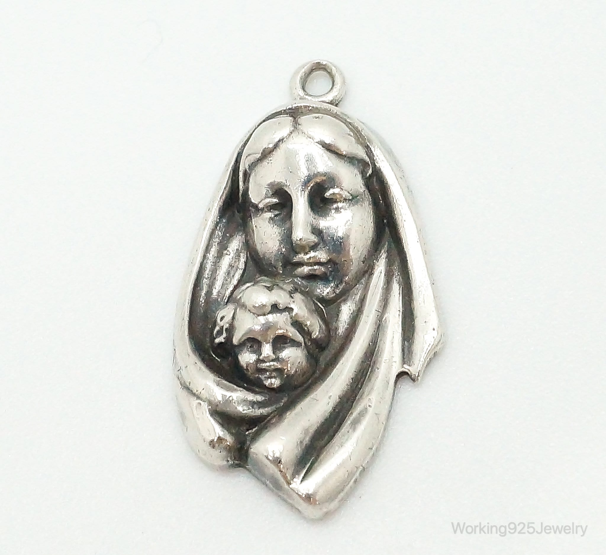Vintage Mother Mary Baby Jesus Sterling Silver Pendant | Jewelry > Necklaces > Pendants | Wiccan Center