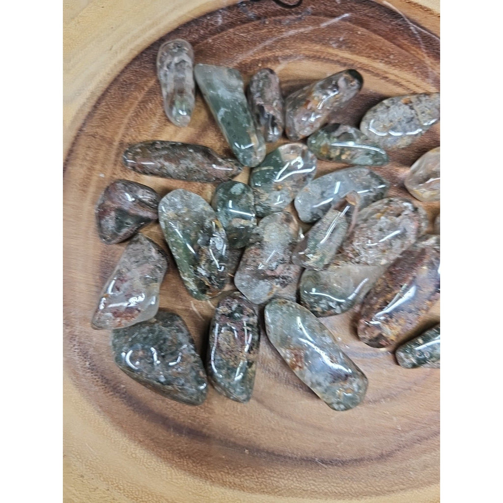 24Pcs Natural Phantom Ghost Clear Quartz Crystal Stone Tumble Brazil .61lbs | Palm Stones & Tumbled Crystals | Wiccan Center