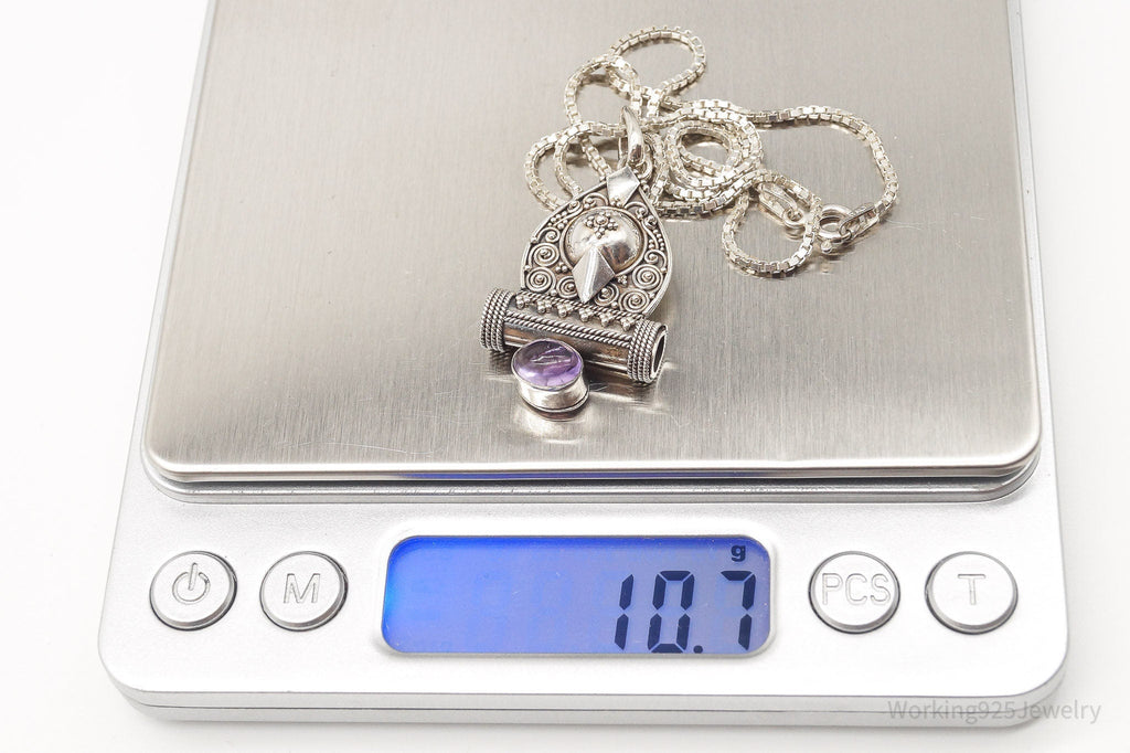 Vintage Amethyst Bali Style Filigree Sterling Silver Necklace | Jewelry > Necklaces > Pendants | Wiccan Center