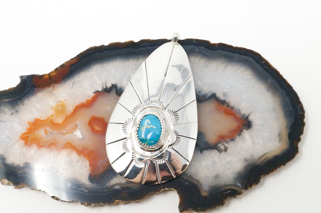 Vtg Native American Eddie Chee Turquoise Sterling Silver Necklace Pendant | Jewelry > Necklaces > Pendants | Wiccan Center